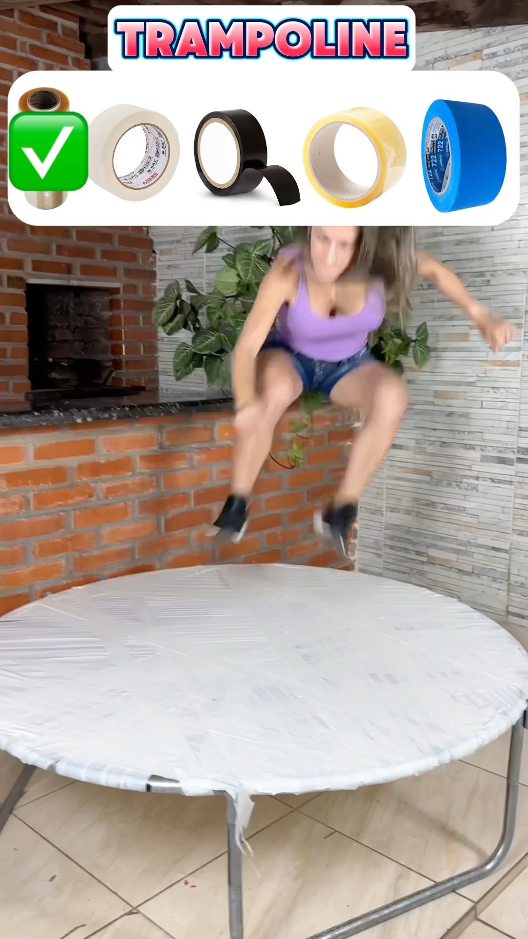 Qual trampolim ficou mais forte?!? #shorts #challenge