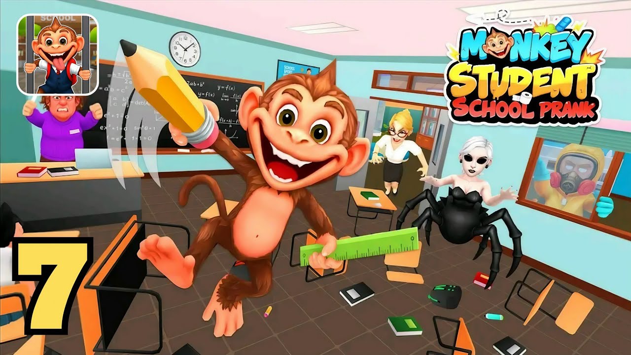 Monkey Student School Prank | Gameplay Part 7 | Android iOS | The Prankster Monkey | Funny Pranks