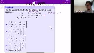 Labtube-(Math 1229)-Test 2 Review: Q2-Augmented Matrix