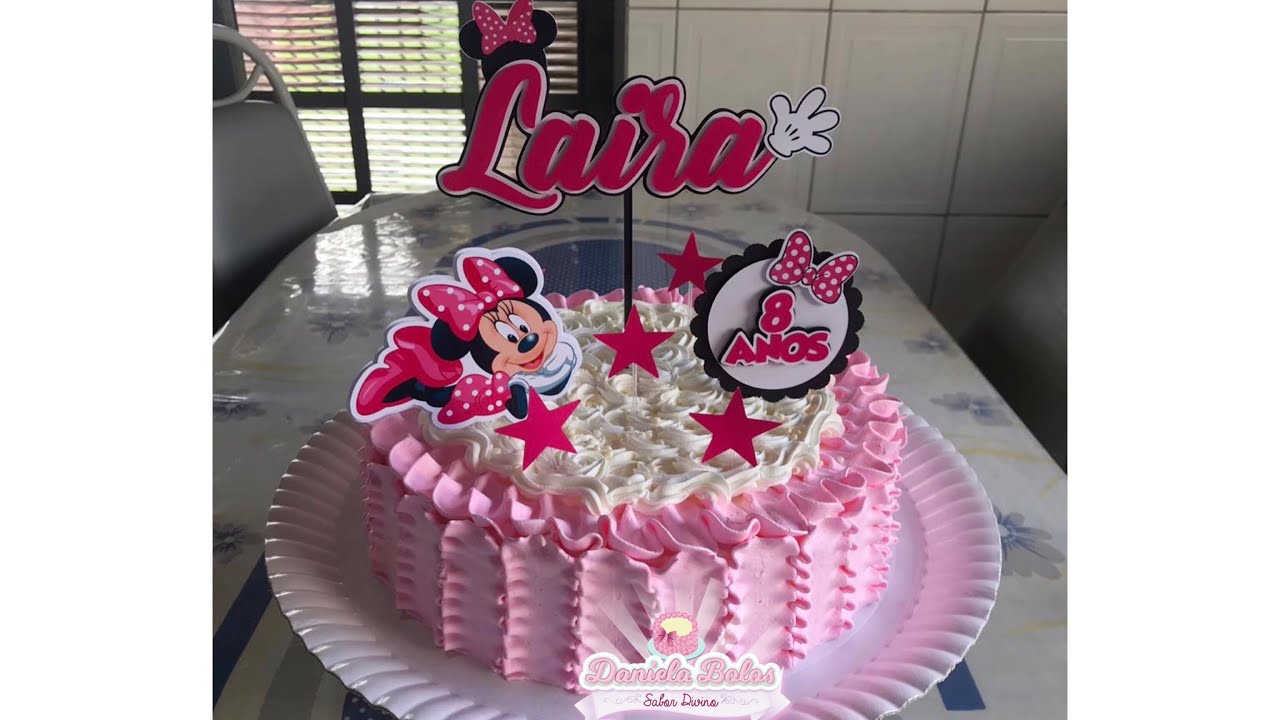 Bolo minnie rosa c/ papel arroz especial 