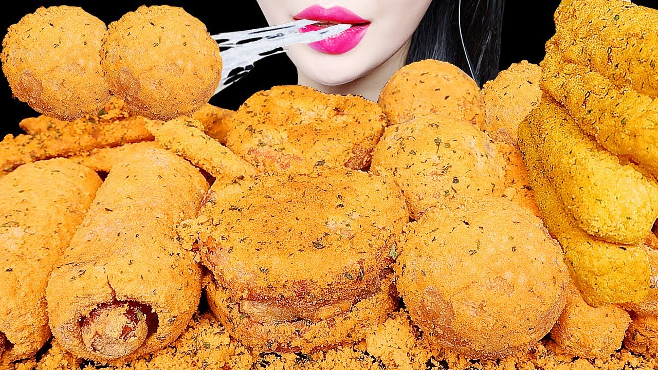 ASMR BHC CHEESE BALL, CORN DOG, FRIES, CHEESE STICK 뿌링클 치즈볼, 치즈스틱 EATING SOUNDS MUKBANG NO TALKING