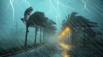 Goodbye INSOMNIA to Fall Asleep Fast With HURRICANE, RAIN & POWER THUNDER Sound in the City at Night