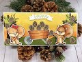 The Stamps of Life | Slimline Card Tutorial  | Squirrels2Love, Pinecones2Stamp, Wheelbarrow2Stamp