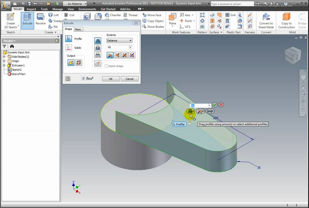 Creating an extrusion with Autodesk Inventor 2011 YouTube
