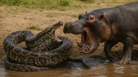 Hippo vs Giant Python – Brutal Battle to Protect the Calf