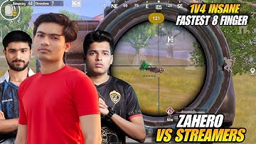 INSANE 1v4 CLUTCH 😱 Fastest 8 Finger BGMI Player | Zahero vs Streamers