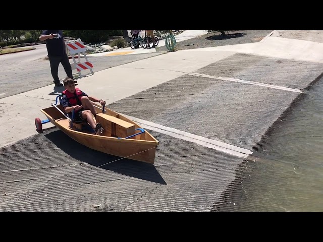 Home-built amphibious pedal boat 