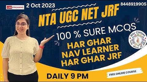 100 % Sure MCQs | NTA UGC NET JRF | Paper 1 | Daily 9 PM | Nav Classes by Navdeep Kaur