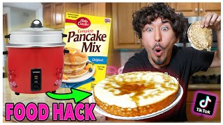 We TASTED Viral TikTok Cooking Life Hacks... (HUGE 20lb FLUFFY PANCAKE)