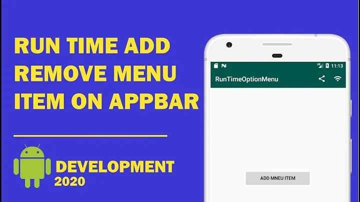 Android tutorial (2020) - 53 - How ADD Remove Menu Item On AppBar At Run Time