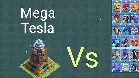 Builder Hall Level 9 Mega Tesla Vs Townhall Max Level Troops ( Clash of Clans)