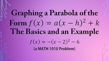 Graphing a Parabola of the Form 𝑓(𝑥)=〖𝑎(𝑥−ℎ)〗^2+𝑘 The Basics and an Example (MATH 1010 Problem)