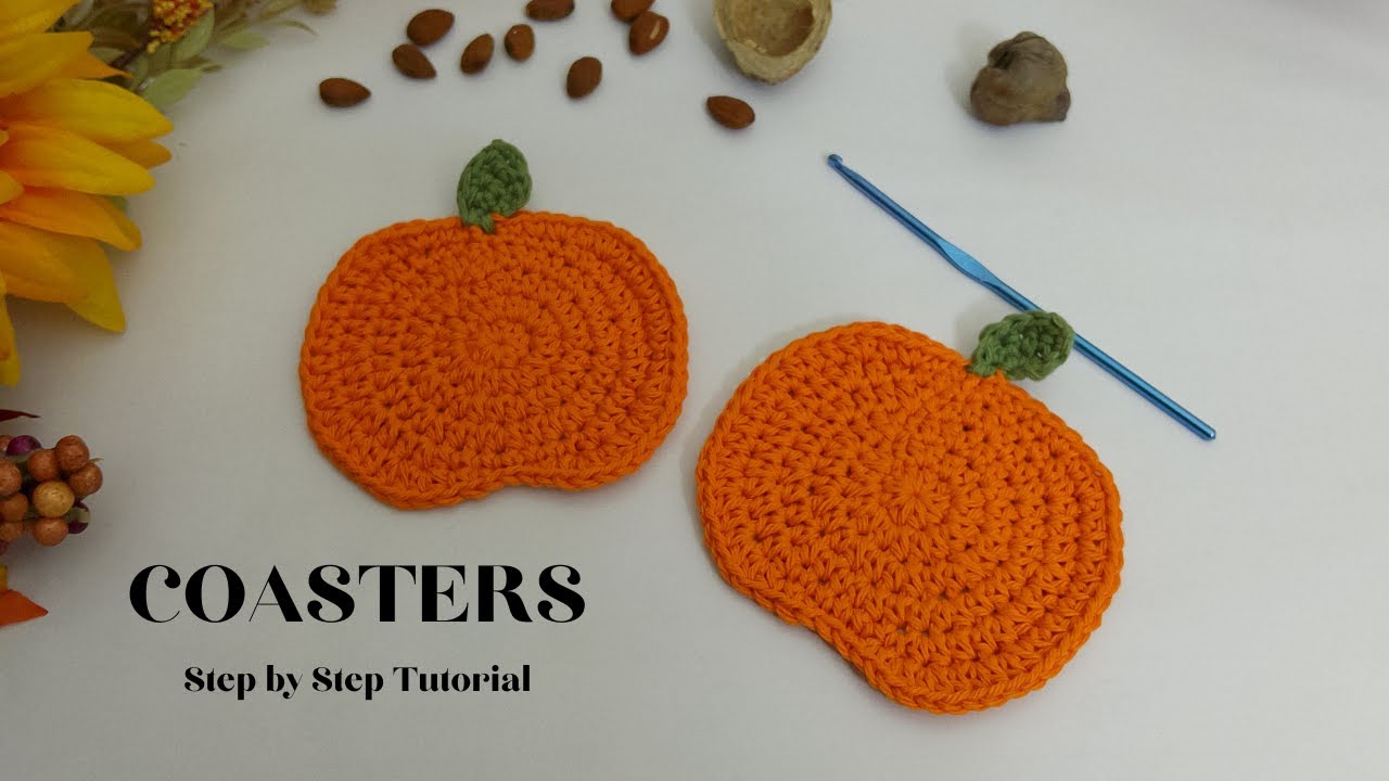 Pumpkin Crochet Coasters - Repeat Crafter Me