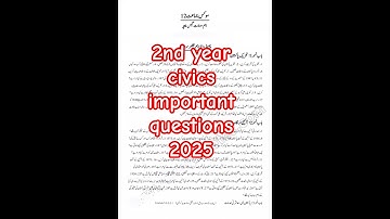 2nd year civics important questions 2025 | 12th class civics guess paper 2025