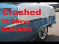 Crashed 1955 Chevy saved by MetalWorks Classic Auto Restoration. Quarter panel replacement, how to.