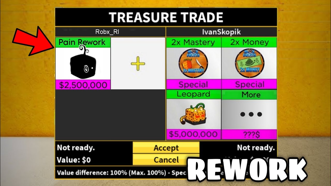 OMG - Trading New [Reworked] PAIN FRUIT : Blox Fruits New Rework UPDATE ...