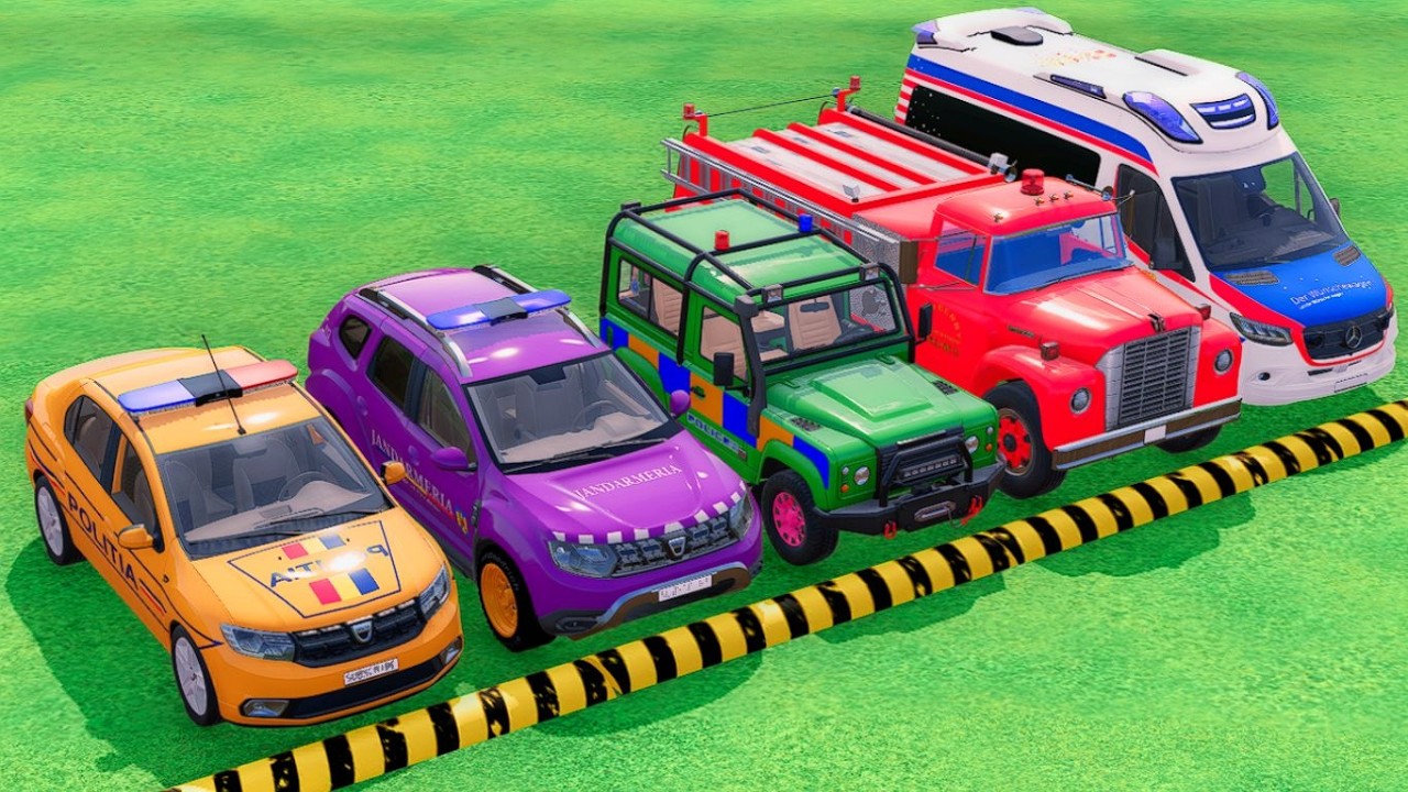 TRANSPORTING POLICE CARS, FIRE DEPARTMENT, AMBULANCE VEHICLES WITH TRUCKS ! Farming Simulator 22 #57