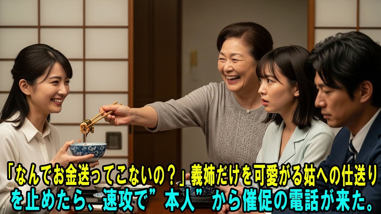 「なんでお金送ってこないの？」義姉だけを可愛がる姑への仕送りを止めたら、速攻で”本人”から催促の電話が来た。 #感動の物語 #AIストーリー