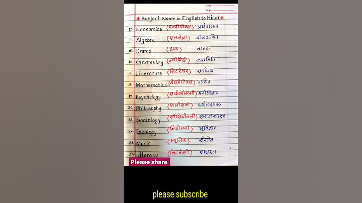 All subjects name in English and Hindi || #english #words #short #viral #shorts #trending #ytshorts