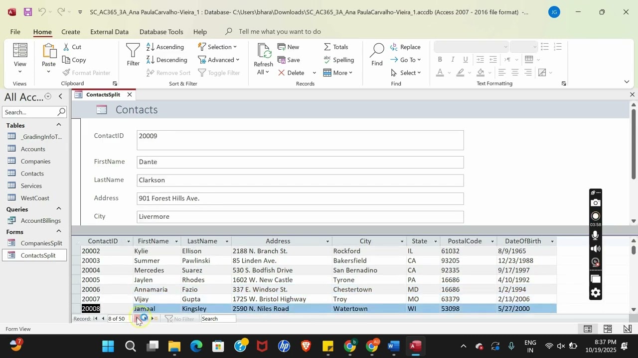 Shelly Cashman Access 365 | Module 3: SAM Project A | Connect Marketing Group 