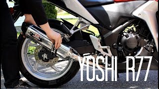 Yoshimura R77 Slip-On Install on CBR250R with Sound Comparison