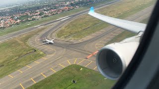 Garuda Indonesia A330-341 (PK-GPE) takeoff from runway 25R Jakarta