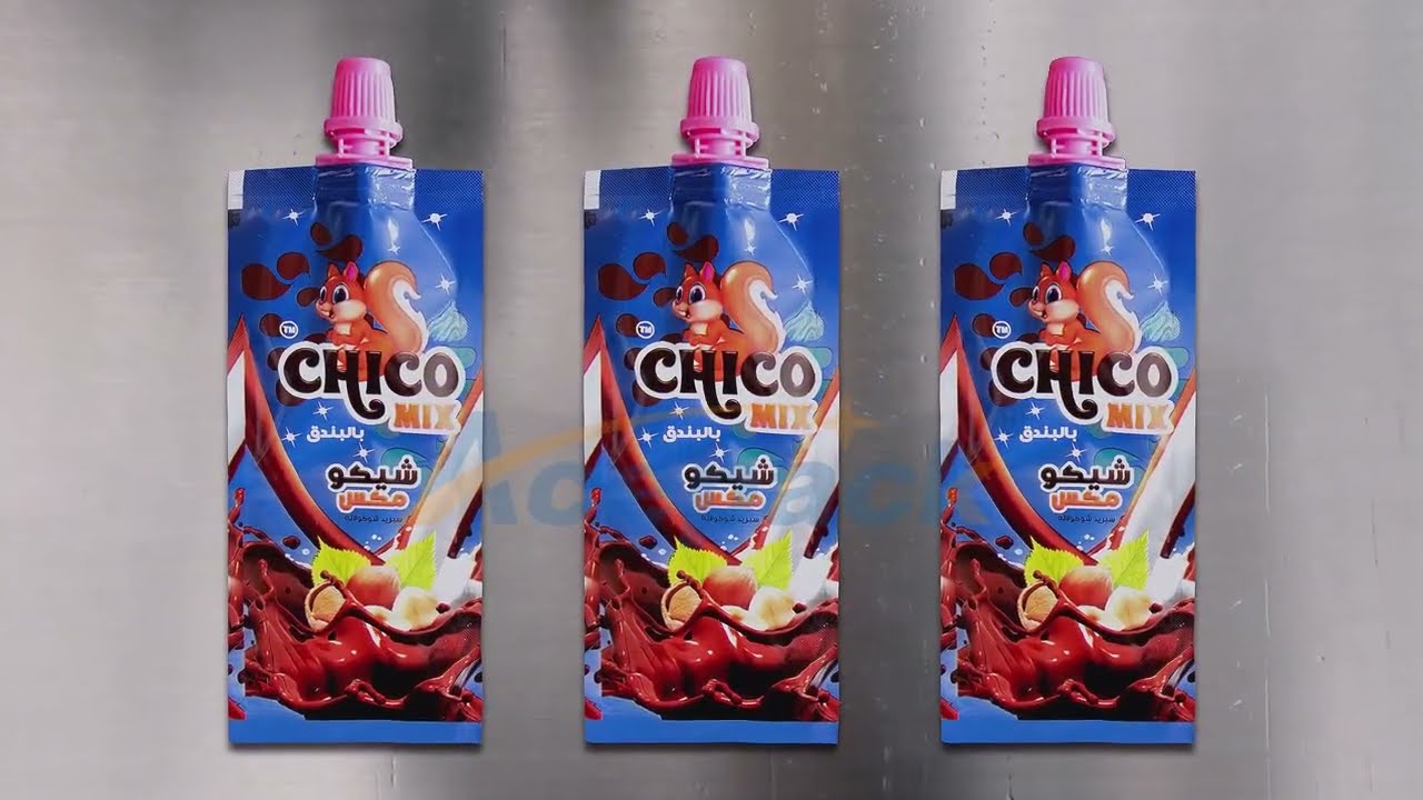 Chocolate paste spout pouch flat flat sachet packaging machine with high speed
