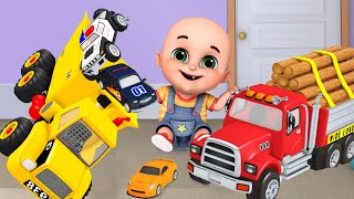 Car Loader Trucks for kids - Cars toys videos, police chase car, fire truck - Surprise eggs