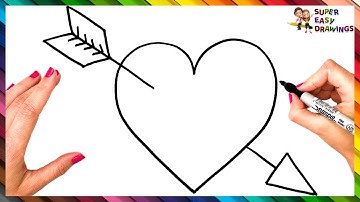 How To Draw A Heart With An Arrow Step By Step 💘 Heart Drawing Easy