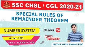 Special Rule Of Remainder Theorem | Number System | Video No.-24 | By pawan rao