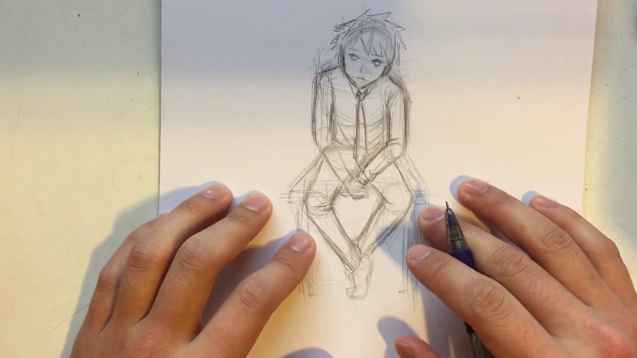 How To Draw Anime Sitting Pose Full Body No Timelapse