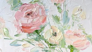 Flower knife oil painting (vintage rose ver.) | Thick Paint