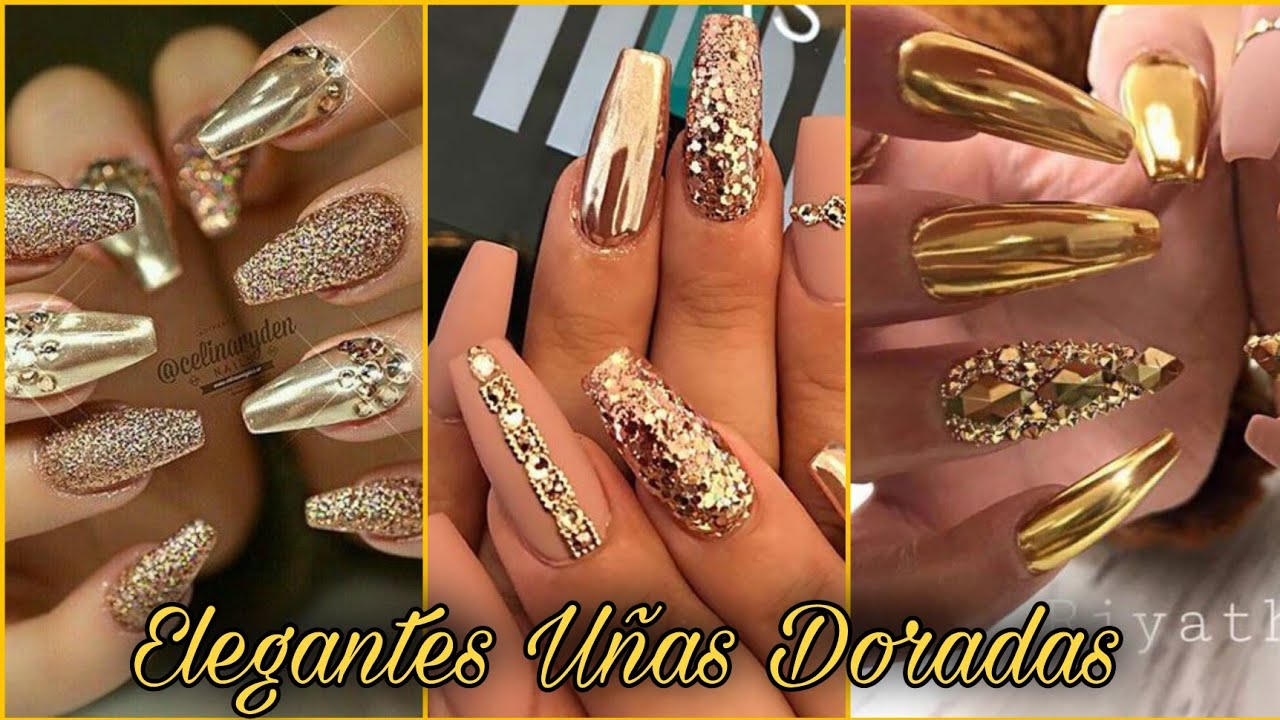 Uñas Acrílicas Doradas | Uñas Doradas Para Navidad 🎄 | Tendencia De Uñas  2022 | Uñas Acrílicas - thptnganamst.edu.vn