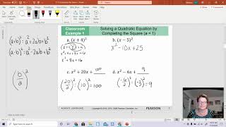 Math 96 - Section 11.2 A - Completing the Square