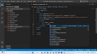 Javascript Program to find roots of a quadratic equation