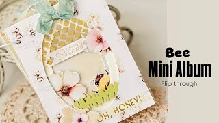 Scrapbook Mini ALBUM ✂️ Flip Through Shabby Style Bee Album 🐝Pockets & Tags | Iralamija Scrapbook