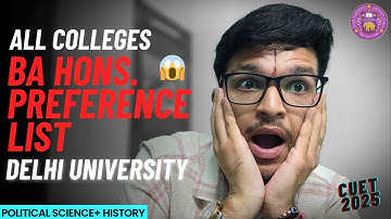 DU Preference List 2025 for BA Pol Sci, History & English Hons | Delhi University Colleges Ranking 💯
