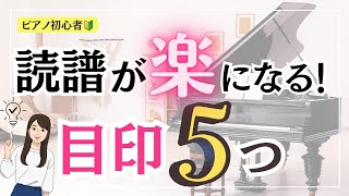 【ピアノ初心者】【読譜】まず覚えるべき5つの目印大譜表はこう読む