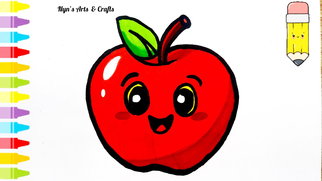 How to Draw a Cute Apple Step by Step | Easy Drawing for Kids | Nyn’s ...