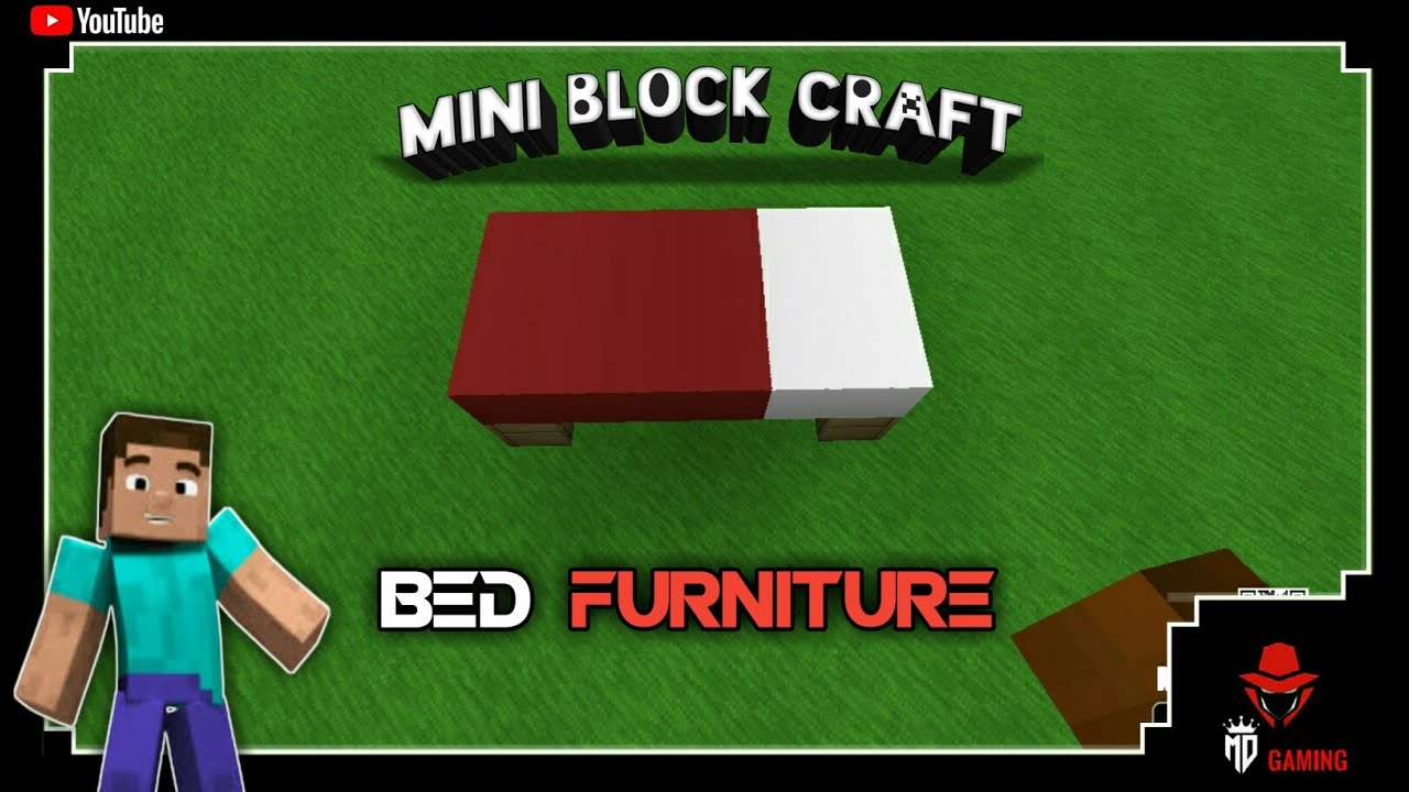 ⬜mini block craft 3d || how to make bed furniture in mini block craft 3d how to design bed