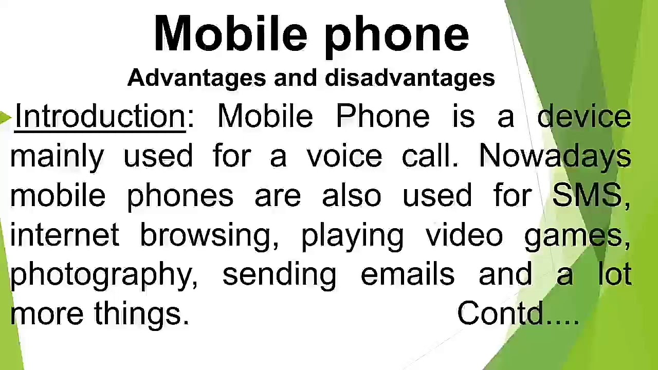 advantages and disadvantages of mobile phones in points
