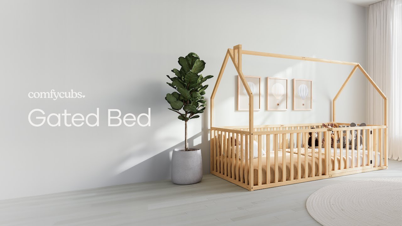 Kids House Gated Floor Bed (Twin Size) | Perfect for Children Ages 5+