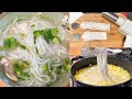 Khao phiak noodles using handheld electric pasta noodle gun qhaub piaj thick chicken noodle soup