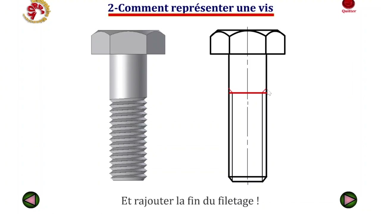 كيفية تمثيل برغي H وثقب ملولب + التجميع