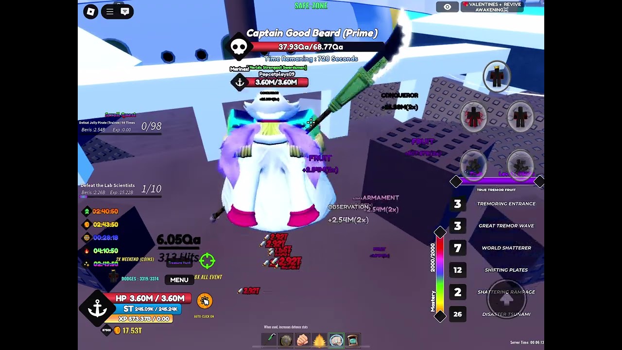 Soloing Prime Whitebeard one fruit simulator