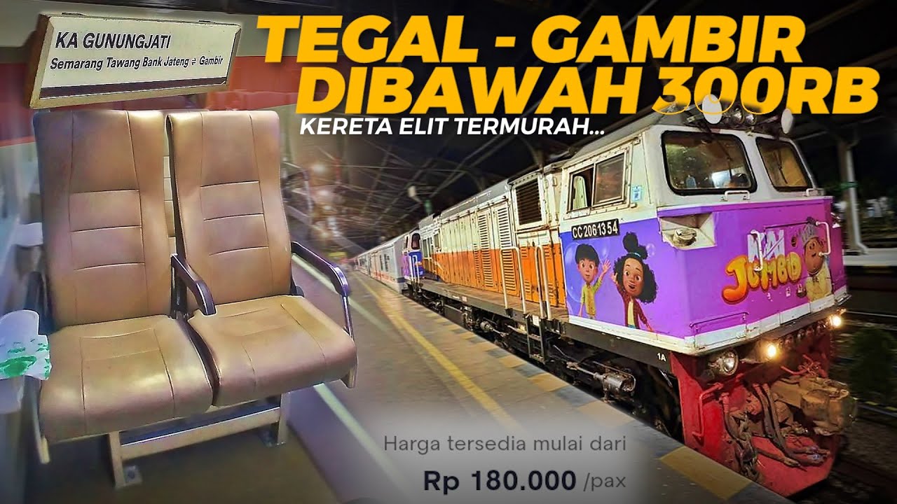JADI KERETA ELIT TERMURAH DARI TEGAL KE GAMBIR/SEBALIKNYA⁉️ Trip Naik Kereta Api Gunungjati