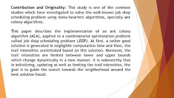 Solving Job Shop Scheduling Problem Using an Ant Colony Algorithm  JASR 55 261 268