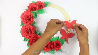 🌸 DIY Paper Rose & Butterfly Wall Hanging | Handmade Home Decor Ideas 🦋✨