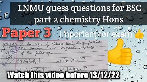 #lnmu guess questions for BSC part 2 chemistry Hons. paper 3 .#complexcompound#magnetic nature .