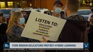 York region educators protest hybrid learning
